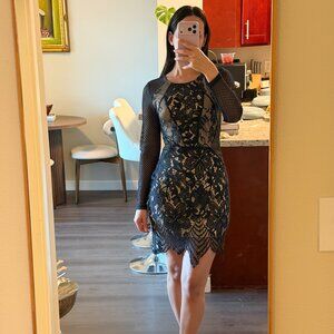 Formal Blue and Nude Lace Dress